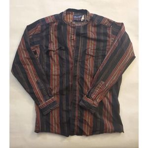 VTG Men's Sz M Wrangler Pinstripe Shirt Black Red 15.5x34 Cowboy X-Long Tails